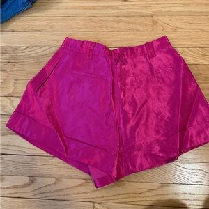 Aje Fuchsia Satin Shorts